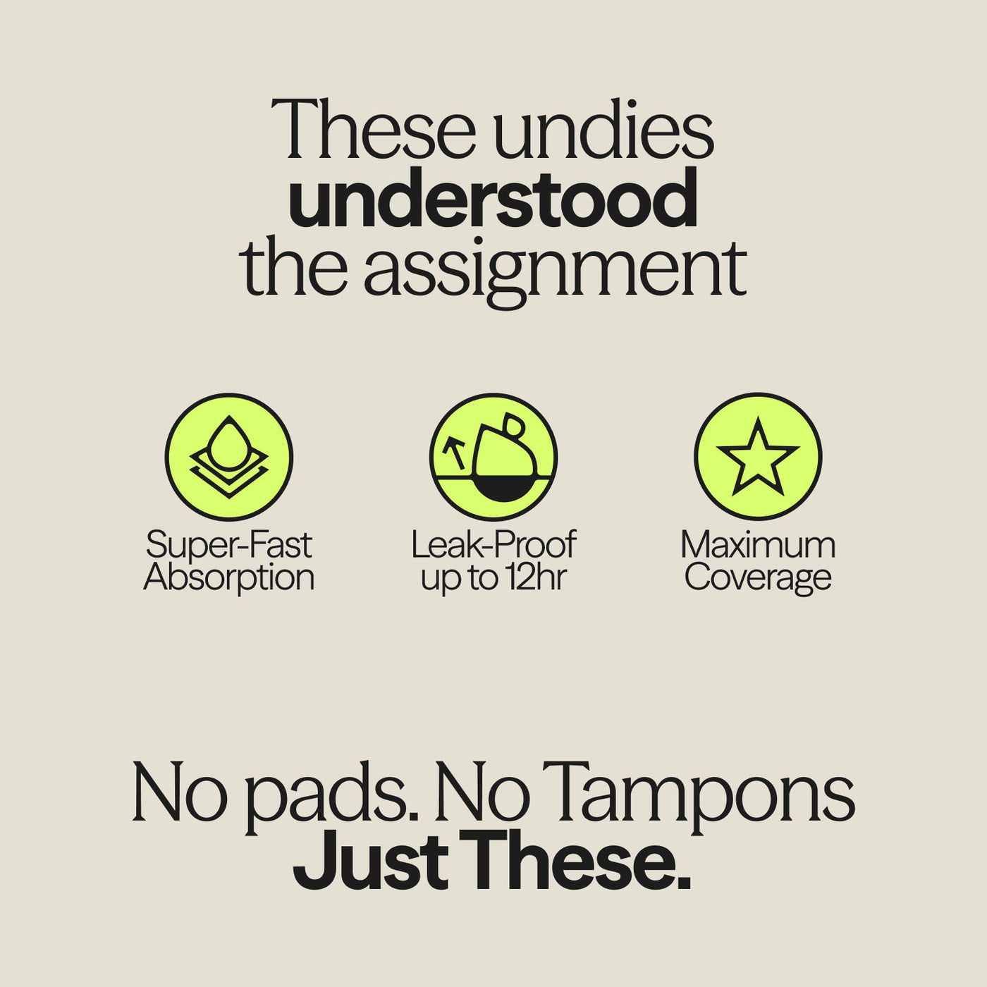 Graphic highlighting key features of WUKA Ultimate™ High Waist Duo – Heavy Flow, including super-fast absorption, 12-hour leak protection, and full coverage, with tagline: “No pads. No tampons. Just These.”