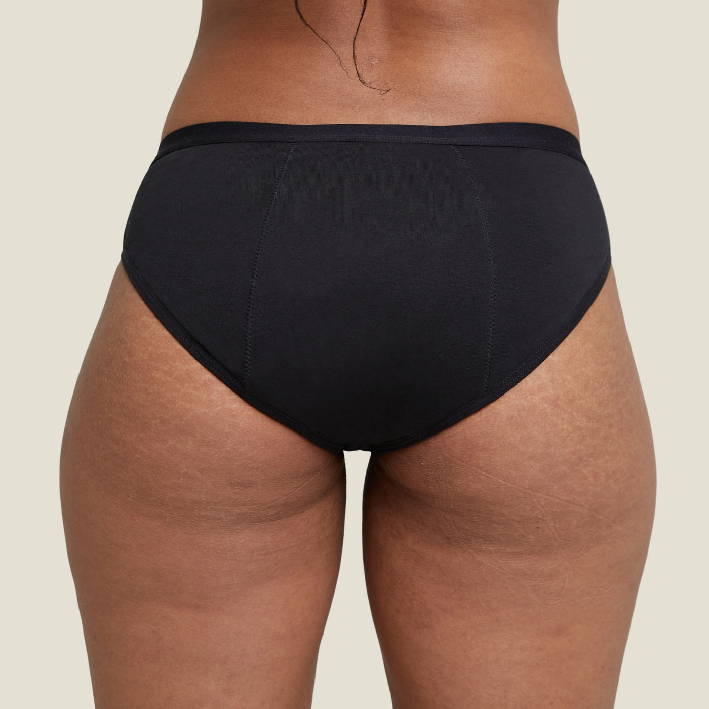 Back view of WUKA Basics™ Hipster heavy flow period pants, showing full coverage and high absorbency design.