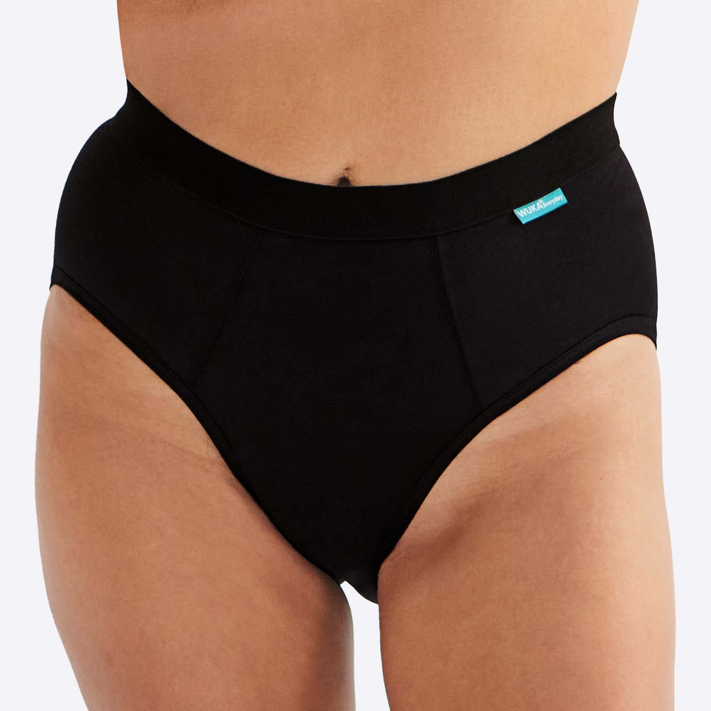 WUKA Everyday Period Pants Midi Brief Style Black Colour Front