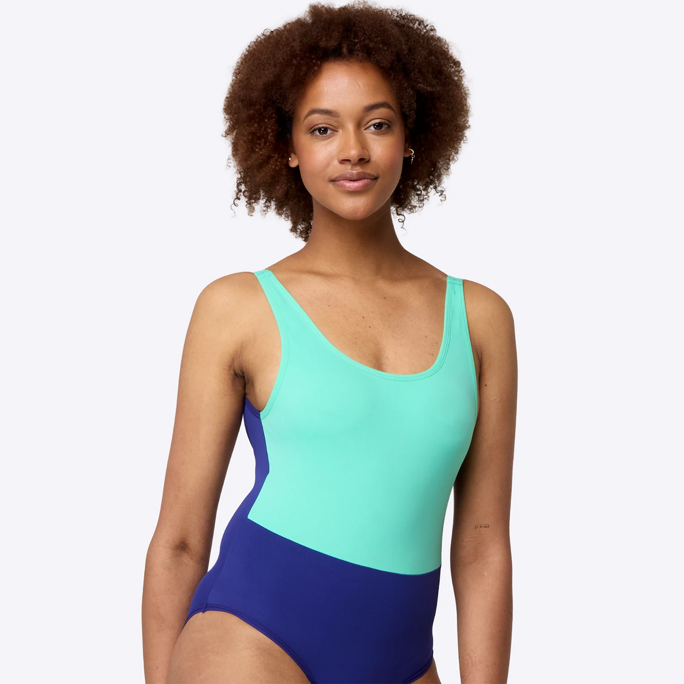 WUKA Period Two-Tone Scoopback Swimsuit - Green/Blue - Front