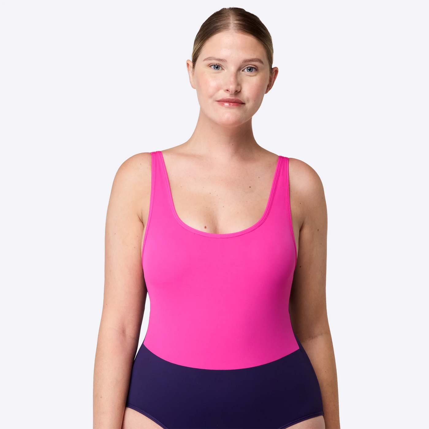 WUKA Period Two-Tone Scoopback Swimsuit - Pink/Purple - Front