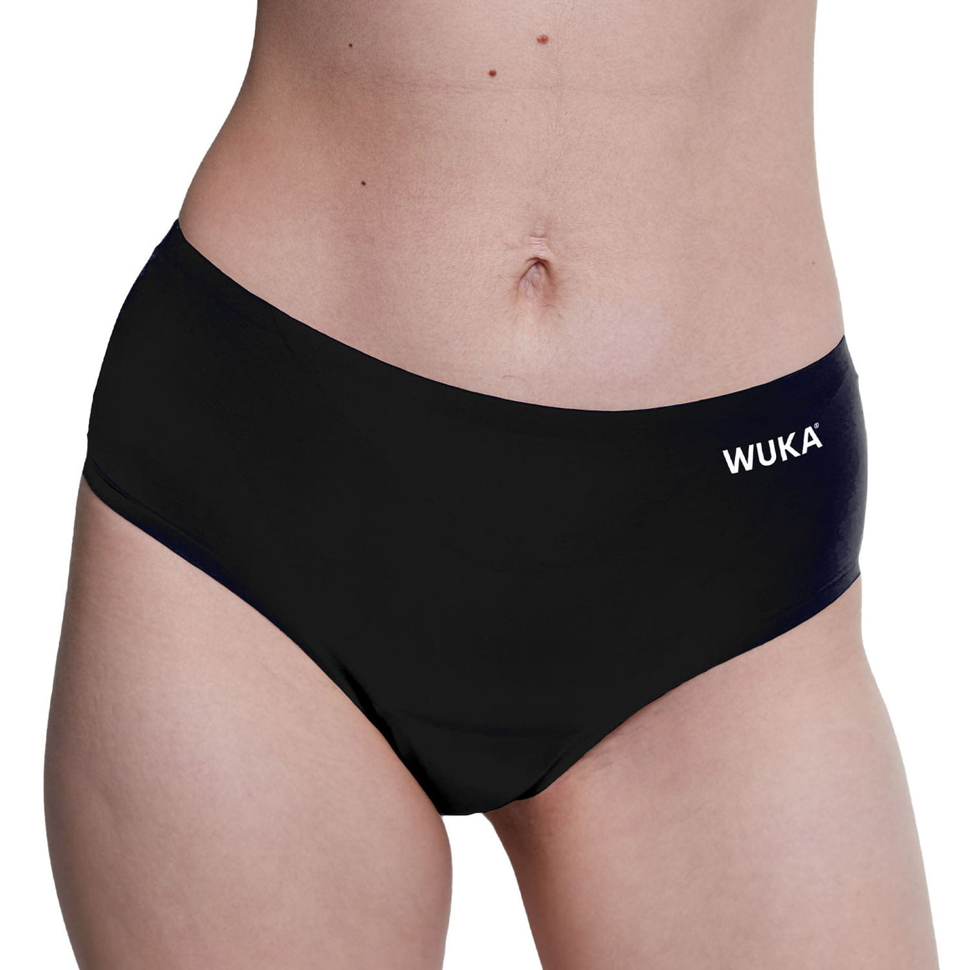 2 WUKA Stretch Seamless Midi Brief Heavy Style Heavy Flow Black Colour Front