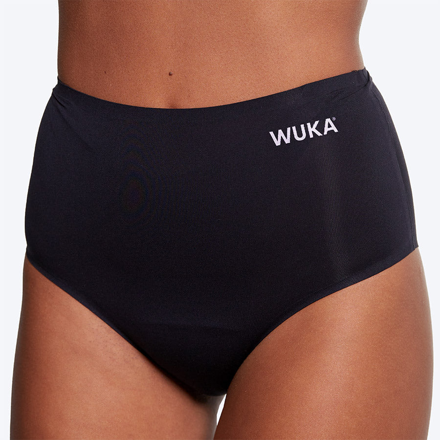 WUKA Stretch Seamless High Waist Period Pants Style Heavy Flow Black Colour Front
