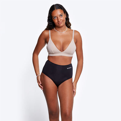 WUKA Stretch Seamless High Waist Period Pants Style Heavy Flow Black Colour Full Front
