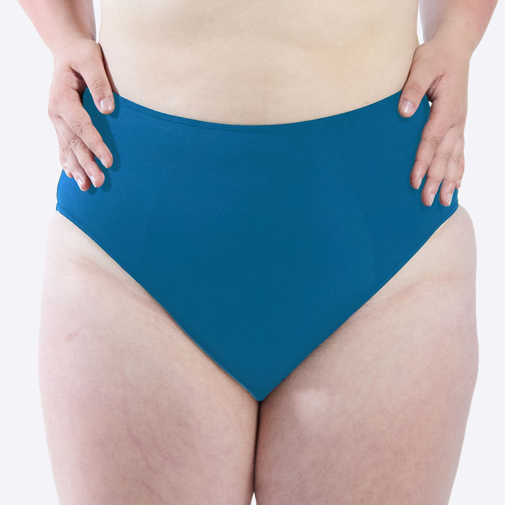New WUKA leak-proof period high waist swimwear in Blue - front view - Light/Medium flow